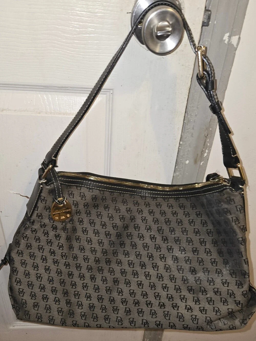 Dooney & Bourke Gray Logo Hobo with Black Trim